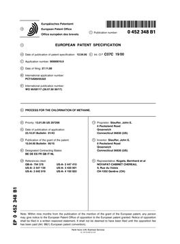 Process for the Chlorination of Methane