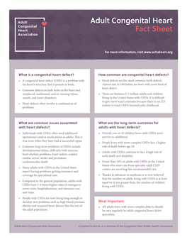 Adult Congenital Heart Fact Sheet