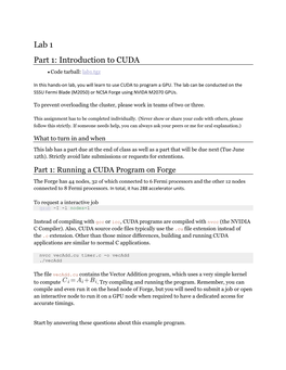 Lab 1 Part 1: Introduction to CUDA