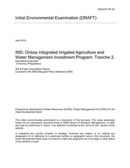 38411-043: Kansbahal Subproject Initial Environmental Examination