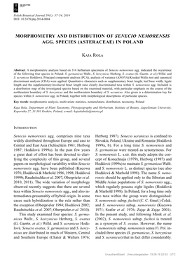 Morphometry and Distribution of Senecio Nemorensis Agg