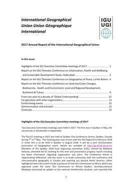 2017 Annual Report of the International Geographical Union