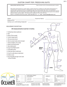 Custom Chart for Freediving Suits