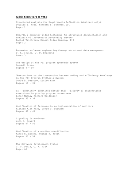 ICSE: Years 1976 to 1984