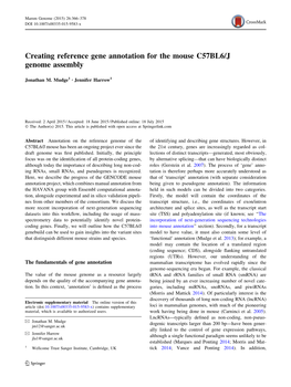 Creating Reference Gene Annotation for the Mouse C57BL6/J Genome Assembly