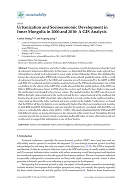 Urbanization and Socioeconomic Development in Inner Mongolia in 2000 and 2010: a GIS Analysis