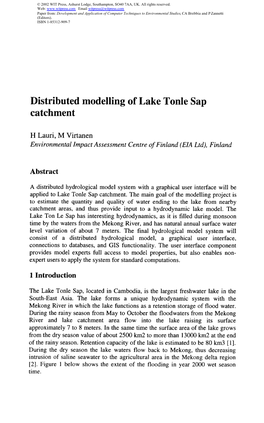 Distributed Modelling of Lake Tonle Sap Catchment