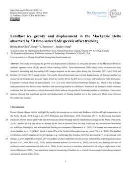 Landfast Ice Growth and Displacement in the Mackenzie Delta Observed by 3D Time-Series SAR Speckle Offset Tracking Byung-Hun Choe1, Sergey V