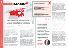 Canada: Statistics PROFILE MARKET PROFILE and Tidal in 2015 - That Streaming Began 05.03.21 ❱Canada to Take Off