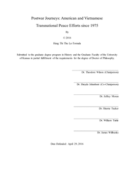 American and Vietnamese Transnational Peace Efforts Since 1975