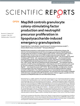Map3k8 Controls Granulocyte Colony-Stimulating Factor Production