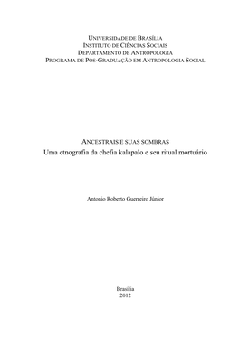 Uma Etnografia Da Chefia Kalapalo E Seu Ritual Mortuário