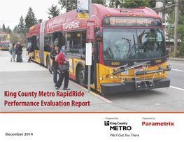 King County Metro Rapidride Performance Evaluation Report