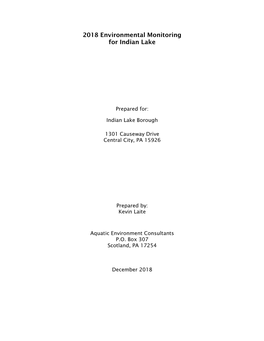 Indian Lake Monitoring Data 9-14