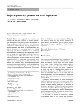 Projector Phone Use: Practices and Social Implications