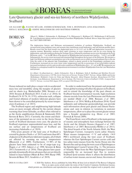 Late Quaternary Glacier and Sea‐Ice History of Northern Wijdefjorden