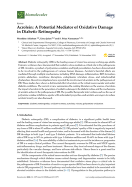 Acrolein: a Potential Mediator of Oxidative Damage in Diabetic Retinopathy