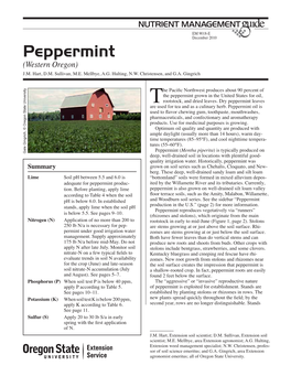 Peppermint (Western Oregon) Nutrient Management Guide