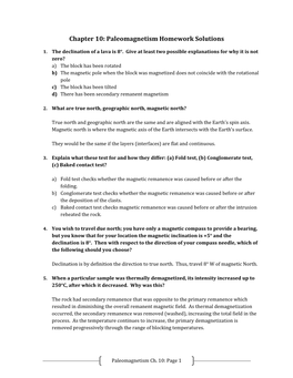 Chapter 10: Paleomagnetism Homework Solutions