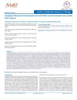 Lymphatic Filariasis in Communities of Ardo-Kola Local Government Area, Taraba State, Nigeria