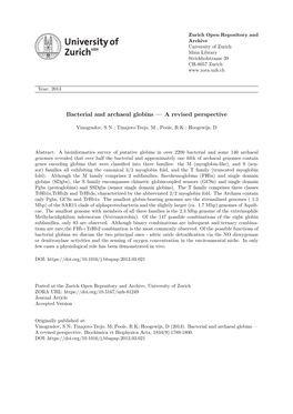 Bacterial and Archaeal Globins – a Revised Perspective