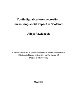 Youth Digital Culture Co-Creation: Measuring Social Impact in Scotland