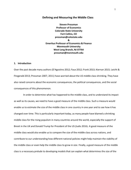 Defining and Measuring the Middle Class