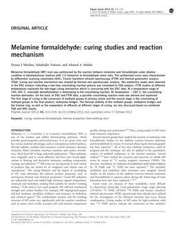 Melamine Formaldehyde: Curing Studies and Reaction Mechanism