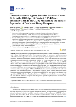 Chemotherapeutic Agents Sensitize Resistant Cancer Cells to the DR5