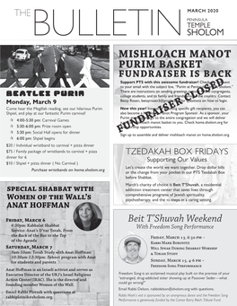 Mishloach Manot Purim Basket Fundraiser Closed