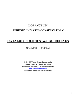 CATALOG, POLICIES, and GUIDELINES