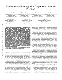 Collaborative Filtering with Graph-Based Implicit Feedback