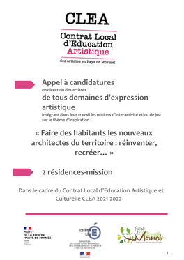 Appel À Candidatures CLEA Pays De Mormal.Pdf Pdf 792 Ko