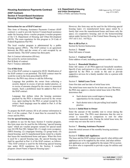 HAP Contract) Office O F Public and Indian Hous Ing Section 8 Tenant-Based Assistance Housing Choice Voucher Program ______