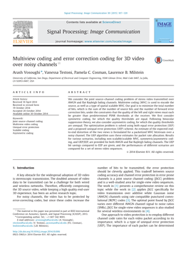 Multiview Coding and Error Correction Coding for 3D Video Over Noisy Channels$