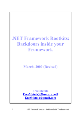 NET Framework Rootkits: Backdoors Inside Your Framework