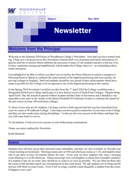 Newsletter May 2010