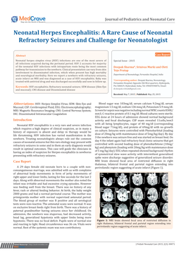 Neonatal Herpes Encephalitis: a Rare Cause of Neonatal Refractory Seizures and Challenge for Neonatologist