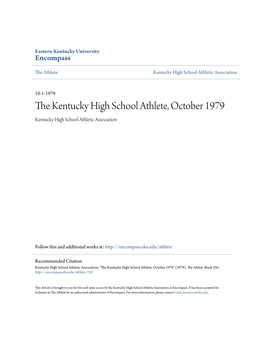 The Kentucky High School Athlete, October 1979 Kentucky High School Athletic Association