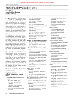 SUSTAINABILITY STUDIES Sustainability Studies (SUS)