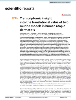 Transcriptomic Insight Into the Translational Value of Two Murine
