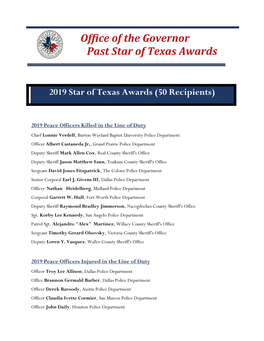 Office of the Governor Past Star of Texas Awards