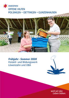 Frühjahr · Sommer 2020 Freizeit- Und Bildungswerk Löwenzahn Und OBA 3 ALLGEMEINE INFORMATIONEN