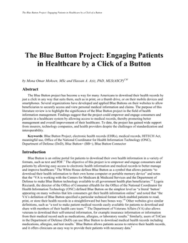 The Blue Button Project: Engaging Patients in Healthcare by a Click of a Button