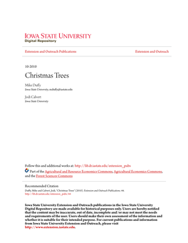 Christmas Trees Mike Duffy Iowa State University, Mduffy@Iastate.Edu