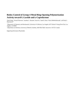 Redox Control of Group 4 Metal Ring-Opening Polymerization Activity Toward L-Lactide and Ε-Caprolactone