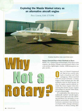 Exploring the Mazda Wankel Rotary As an Alternative Aircraft Engine PAUL LAMAR, EAA 171194