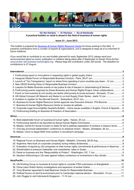 On the Horizon a L'horizon En El Horizonte a Practical Bulletin On