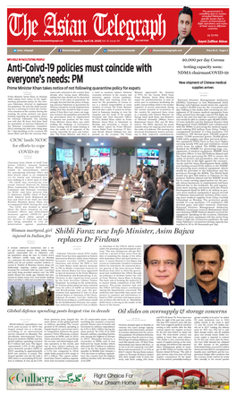 PM the Asiantuesday, April 28,Telegraph 2020| Vol: XI, Issue: 04 ABC CERTIFIED /Asian Telegraph Sayed Zulfikar Abbas