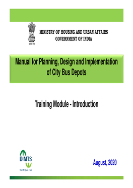 Manual for Planning, Design and Implementation of City Bus Depots